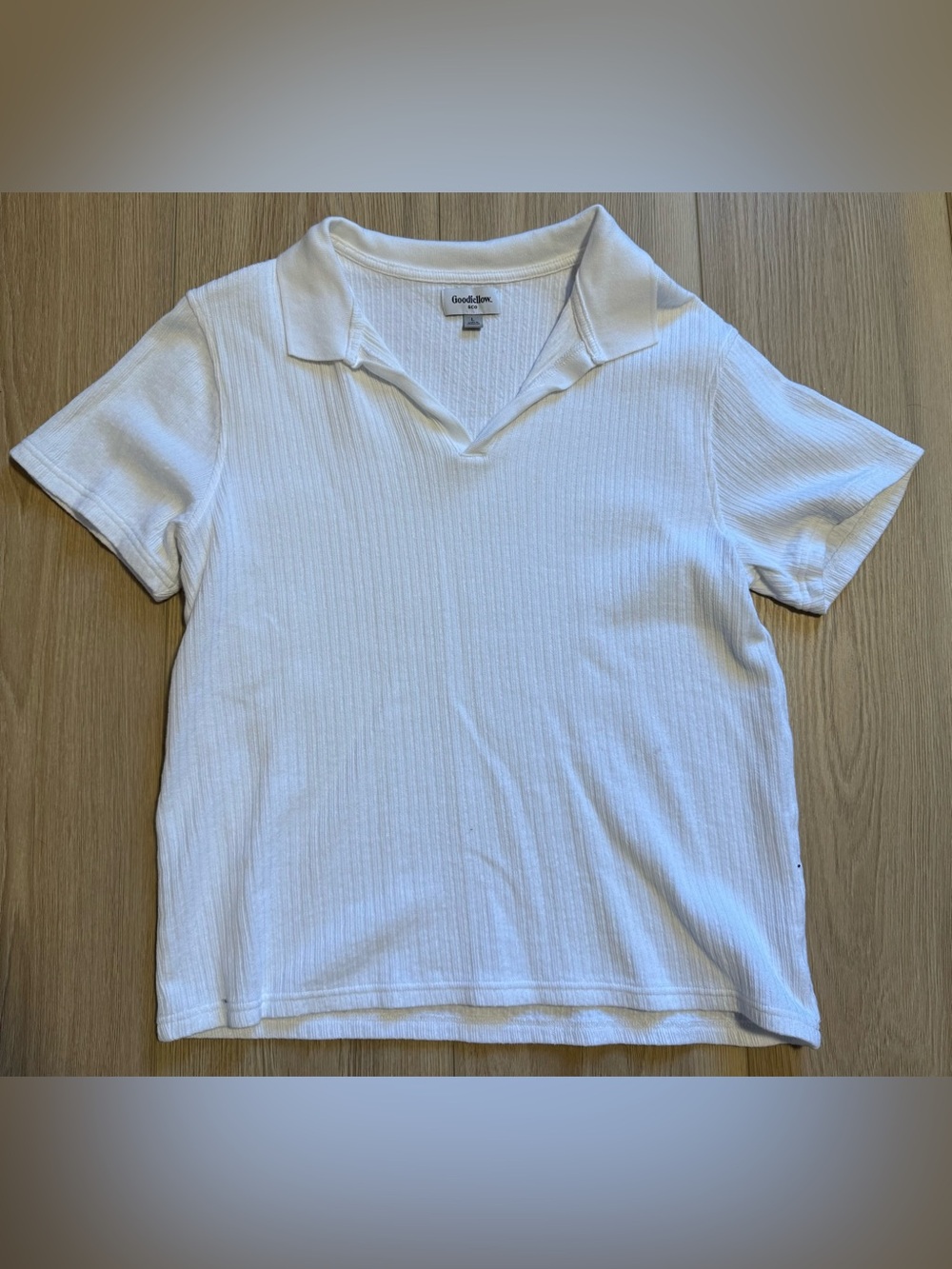 Goodfellow & Co White Ribbed Short-Sleeve Polo